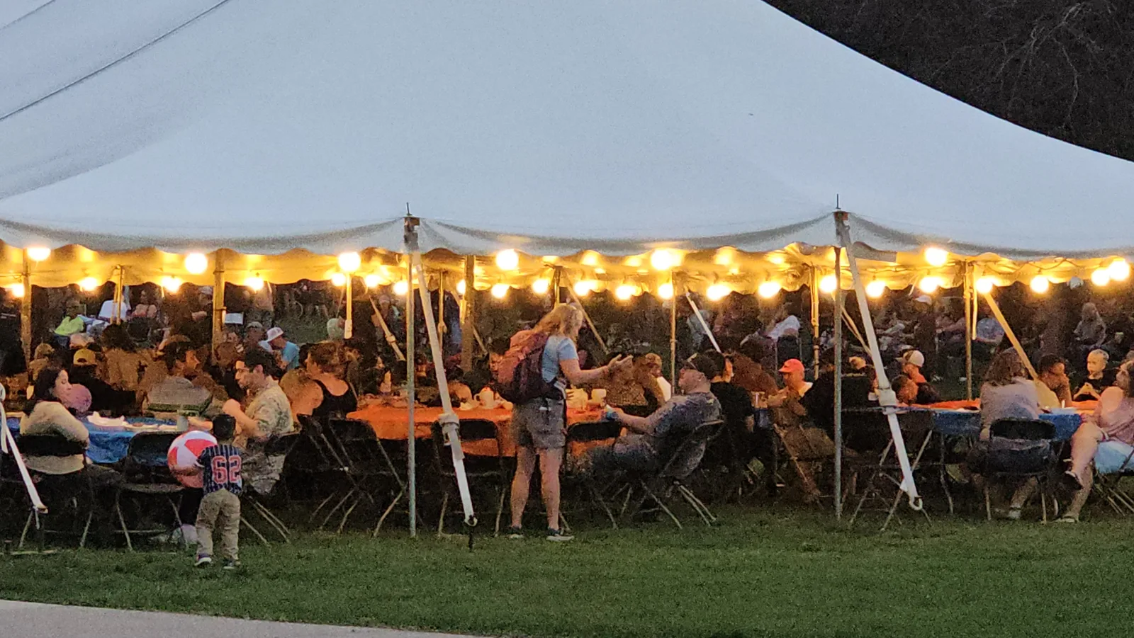 The tent lit up after dark.