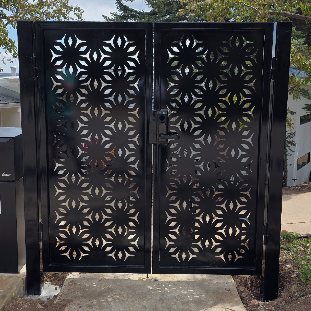 intricate black metal gate