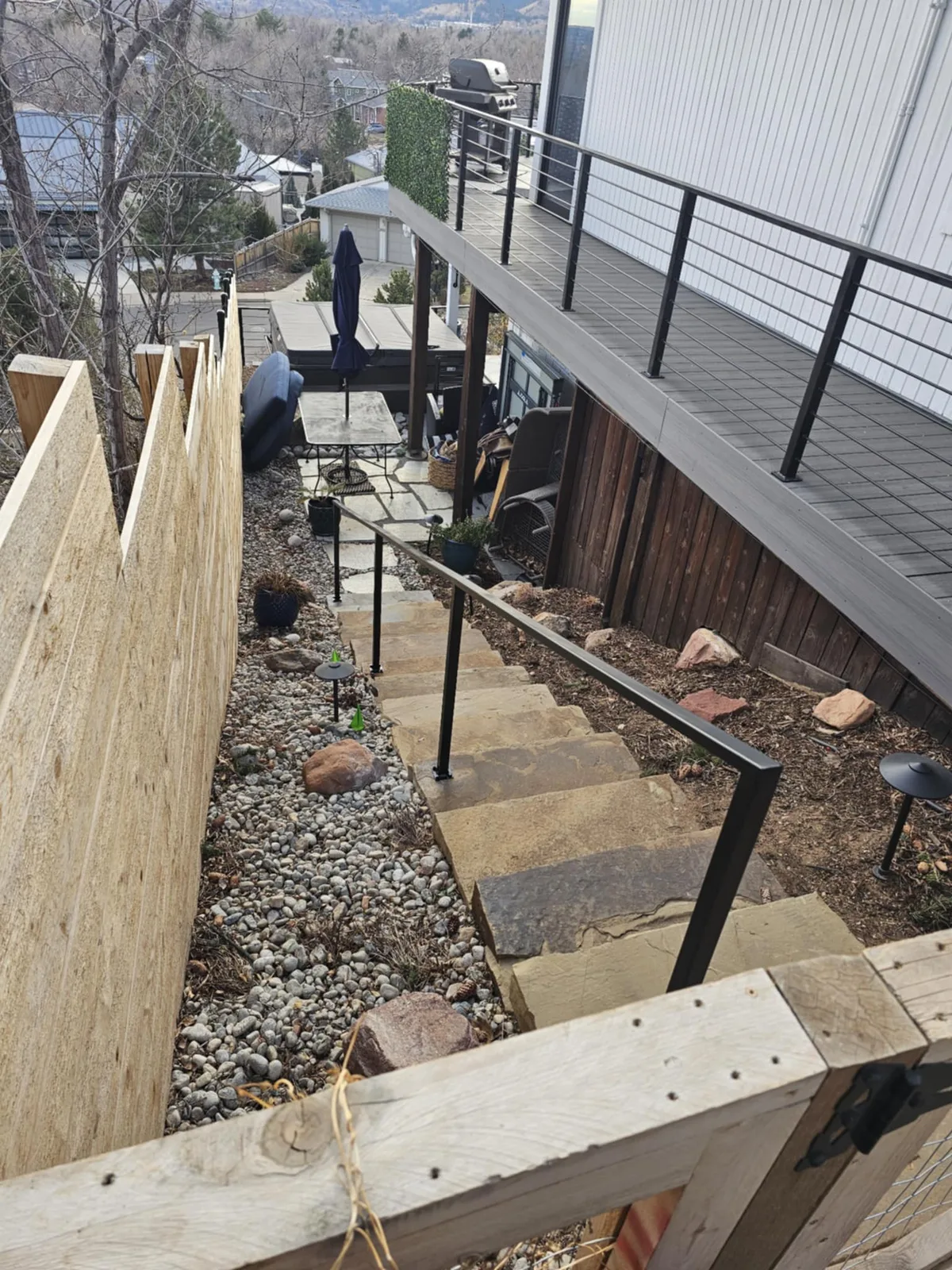Outdoor stair handrail